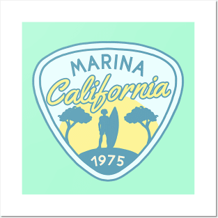 Marina California 1975 Surfer Posters and Art